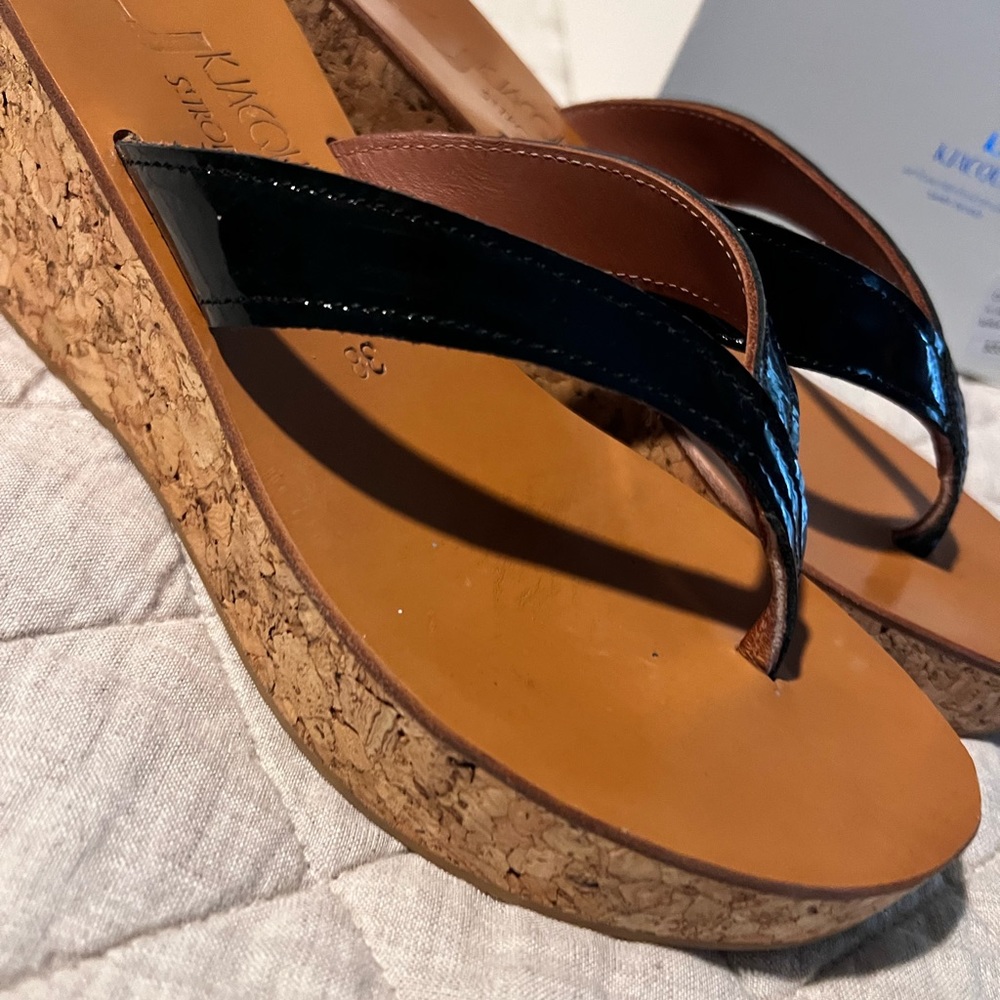 KJACQUES Saint-Tropez Black Wedge. Size 38. Barely worn.